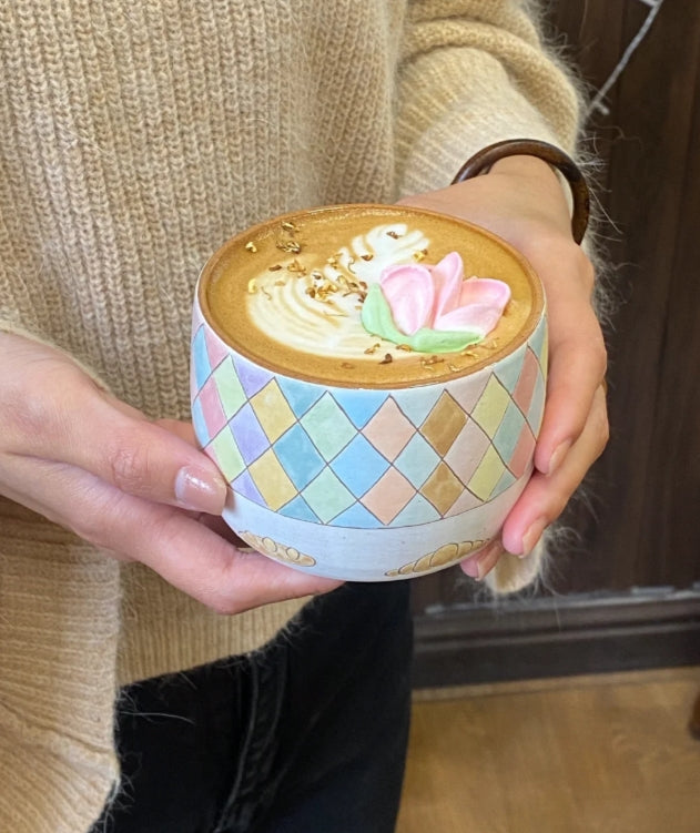 Square handmade ceramic cup