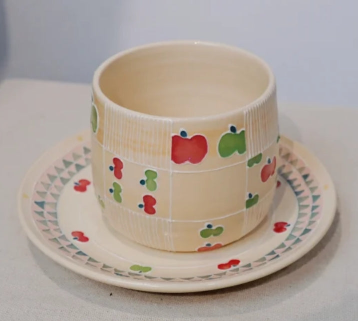 Handmade ceramic apple cup