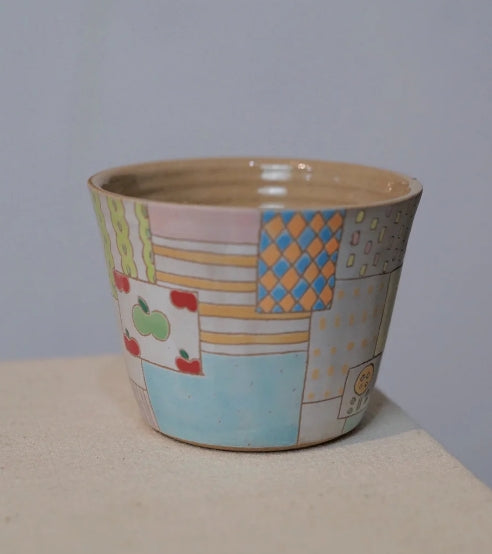 Handmade ceramic patchwork cute cup