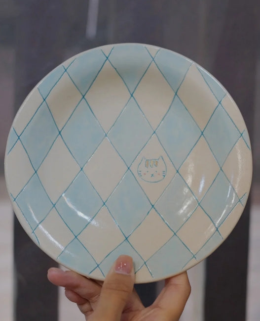 Handmade ceramic blue plate