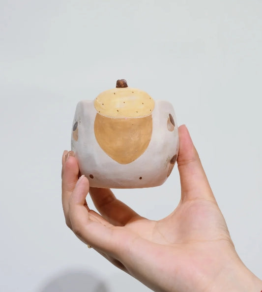 Handmade ceramic acorn cup