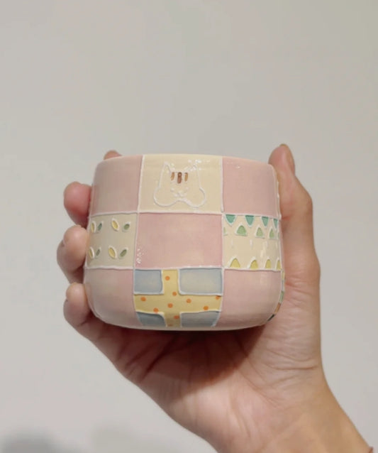 Handmade ceramic cute powder cup