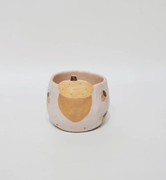 Handmade ceramic acorn cup