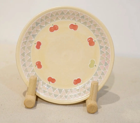 Handmade pottery apple fruit plate