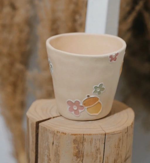 Handmade ceramic horseshoe flower water cup