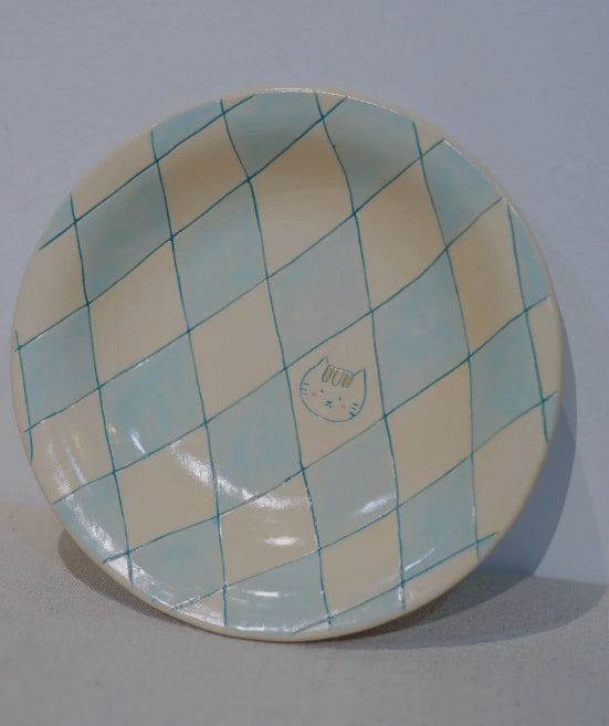 Handmade ceramic blue plate