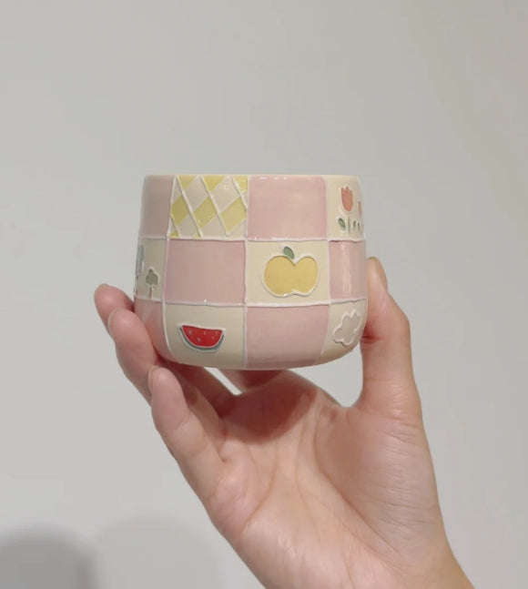 Handmade ceramic cute powder cup