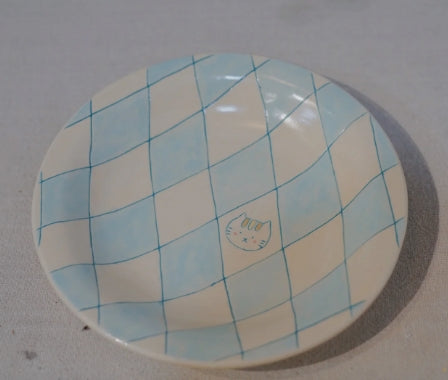 Handmade ceramic blue plate